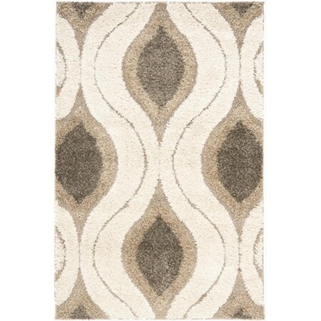 Safavieh 9 ft. 6 in. x 13 ft. Large Rectangle Cream and Smoke Florida Shag Rug SG461-1179-10